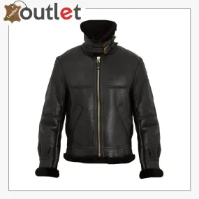 Women Pure Black B3 Shearling Jacket