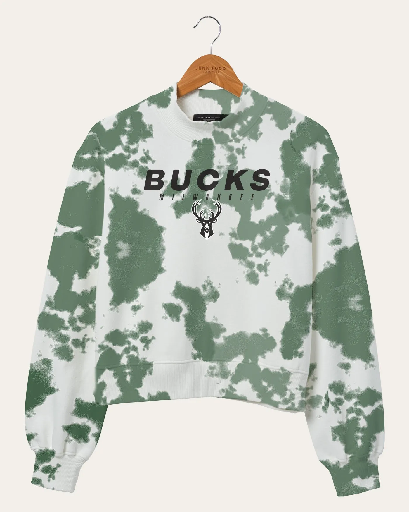 Women's NBA Milwaukee Bucks Tie Dye Mock Neck Fleece